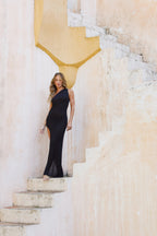 One Shoulder Maxi Dress with Gold Detail